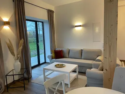 Ein Sitzbereich in der Unterkunft Ferienwohnung 3 am Herrenhaus Ahrensbök