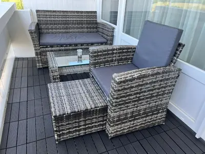 Ein Sitzbereich in der Unterkunft Ostsee Ferienwohnung in Sierksdorf - Hansa Park