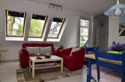 Ein Sitzbereich in der Unterkunft Förster Stolpmünder Weg
