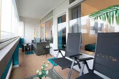 Ein Sitzbereich in der Unterkunft Panoramic App A02-9 Schick-Lounge