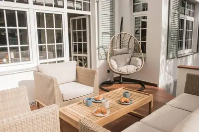 Ein Sitzbereich in der Unterkunft Appartement salt mit Südterrasse