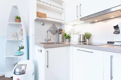 Küche/Küchenzeile in der Unterkunft Haus Meeresstrand Gestrandet