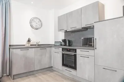 Küche/Küchenzeile in der Unterkunft Ferienwohnung Haffdüün