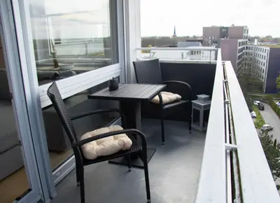 Ein Balkon oder eine Terrasse in der Unterkunft Apartment am Kurpark