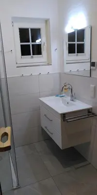 Ein Badezimmer in der Unterkunft Ferienwohnung Strandnest Sierksdorf